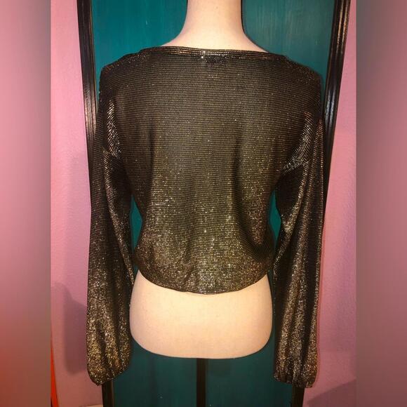 Vintage Black and Gold Disco Blouse 🪩 - Picture 4 of 9